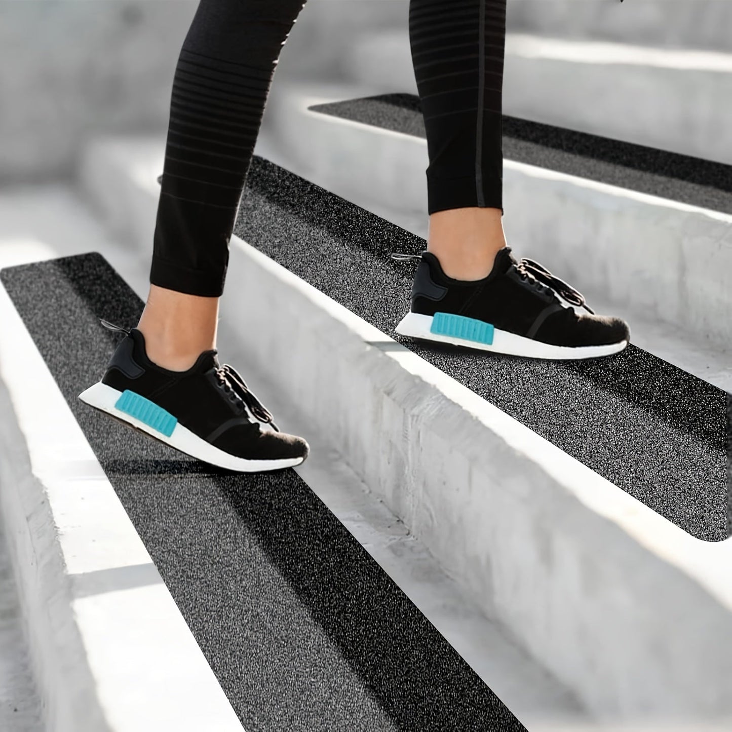 10 Pack 6"x24" Non-Slip Stair Treads – Heavy Duty Anti-Slip Grip Tape with 80 Grit Traction – Black Pre-Cut Stripes for Staircase, Skateboard, and Deck Safety