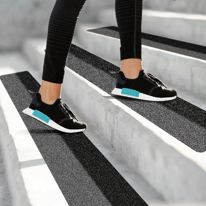 10 Pack 6"x24" Non-Slip Stair Treads – Heavy Duty Anti-Slip Grip Tape with 80 Grit Traction – Black Pre-Cut Stripes for Staircase, Skateboard, and Deck Safety