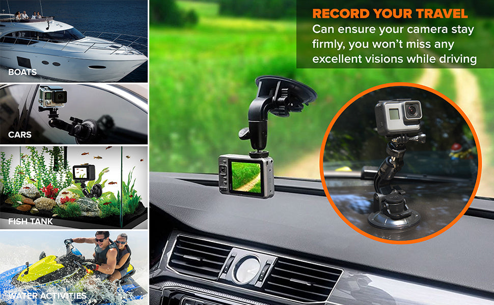 Suction Cup Mount for GoPro Hero 3-13 & Max – Compatible with DJI Osmo 3-5 & Insta360 X3/X4 Accessories