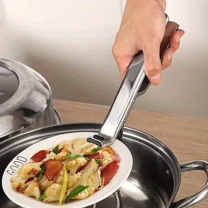Stainless Steel & Silicone Anti-Scald Bowl Gripper – Multi-Functional Kitchen Hot Plate Holder – Universal Pan Dish Lifter – Food Retriever for Microwave and Oven Safe Handling