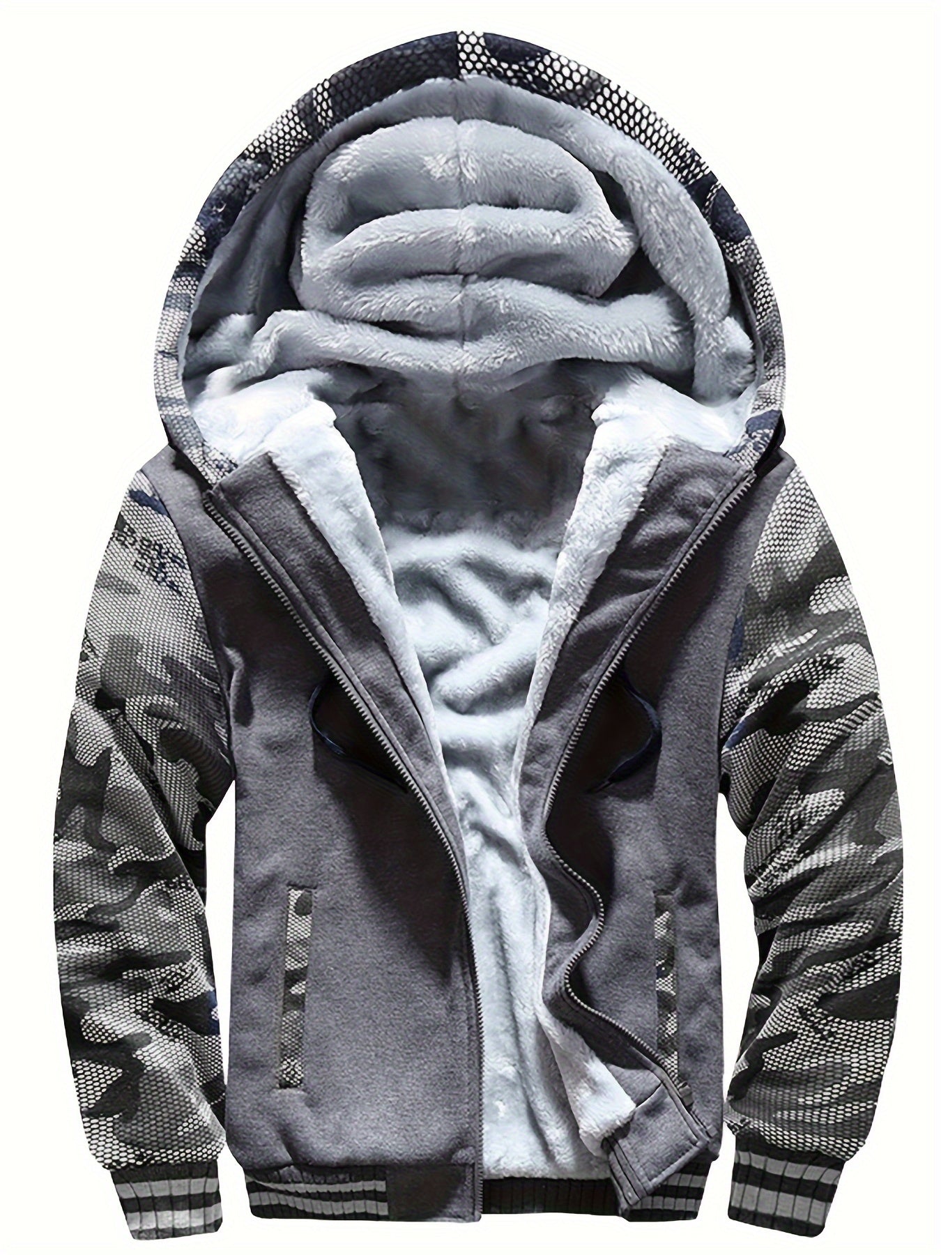 WarmthMax Fleece Hooded Jacket - Soft, Breathable, Water-Resistant Insulating Coat for Fall & Winter Outdoor Activities, Color Block Design