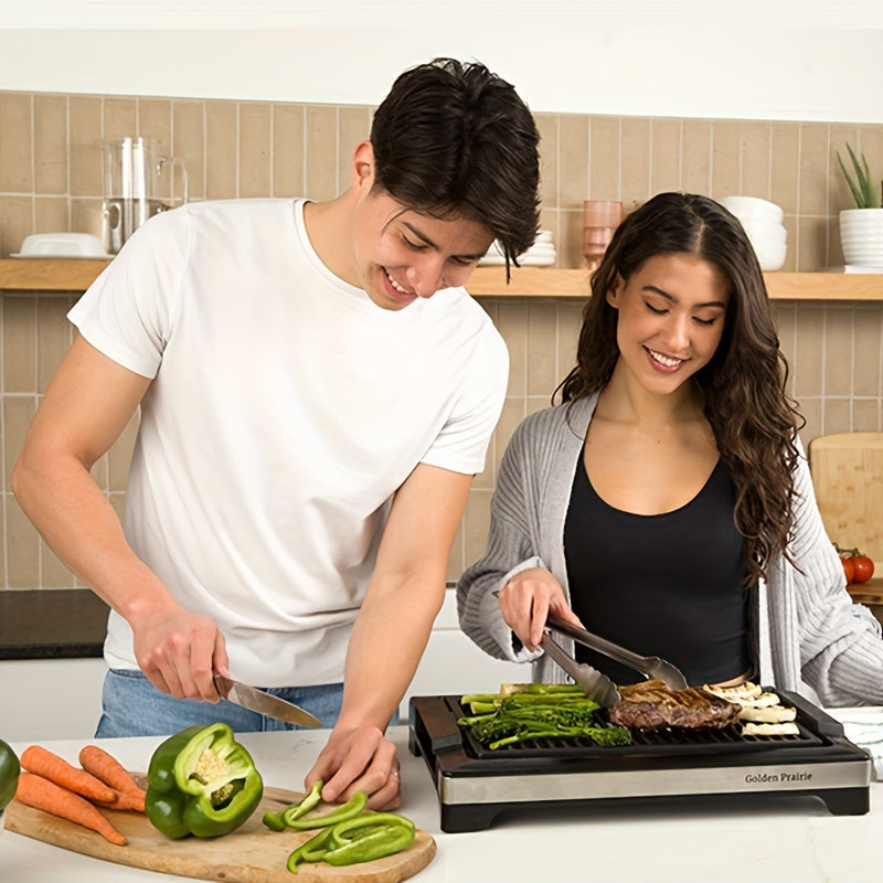 1600W Electric Teppanyaki Grill - Fast Heat Up, Non-Stick, 5-Level Temperature Control | Dishwasher Safe, Cool-Touch Handles, Tabletop Grill for Indoor/Outdoor Use, Easy Cleaning, Space-Saving Design