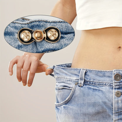8 Pack Adjustable Waistband Buttons – Removable Instant Denim Pins, No-Sew Tighteners for Loose Jeans, Daisy Flower Design, White
