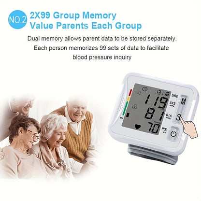 Taikon W01 Digital Blood Pressure Monitor - LCD Display, Battery-Powered, Adjustable Wrist Cuff, Irregular Heartbeat Detection - Medical Device, No Batteries Included