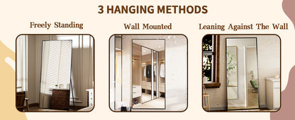 Large Full Length Mirror 34"x76" – Floor Body Mirror with Stand, Metal Frame for Wall-Mounted, Hanging or Leaning Vanity Use