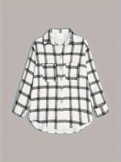 Timeless Plaid Shacket Jacket – Stylish Button-Front Outerwear for Women – Cozy, Versatile & Trendy Long Sleeve Clothing