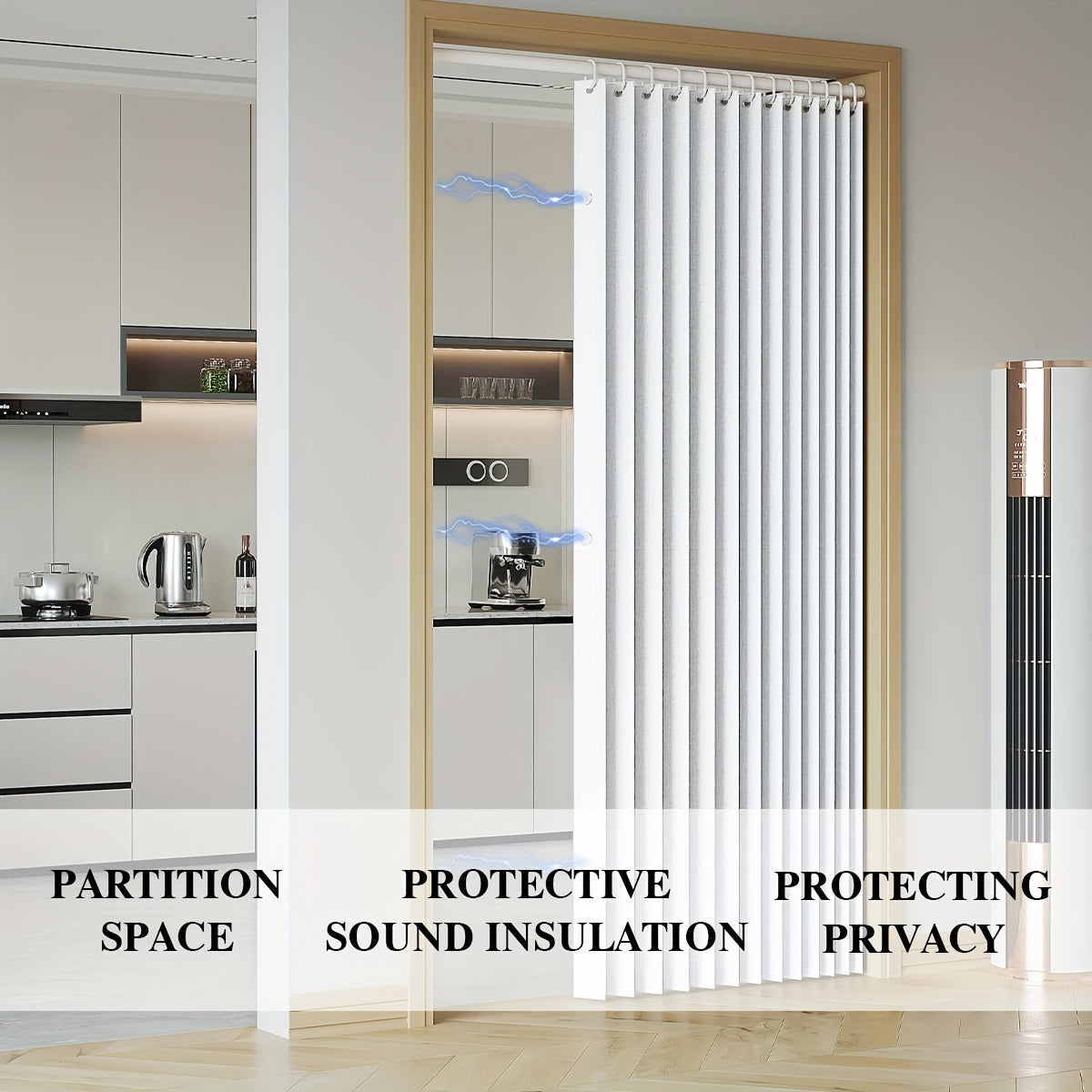 Waterproof and Scratch-Resistant Folding Door Curtain - Versatile for Kitchen, Office, Dining Room, Living Room, Bedroom | Invisible Partition, Easy Care, Polyester and Oxford Fabric, All-Season Modern Style with Magnetic Closure