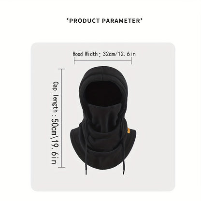 Unisex Winter Fleece Balaclava Ski Mask – Thermal Cycling Hood with Hidden Nose Bridge, Adjustable Drawstring – 100% Polyester Neck Warmer, Knit Fabric – Machine Wash Safe