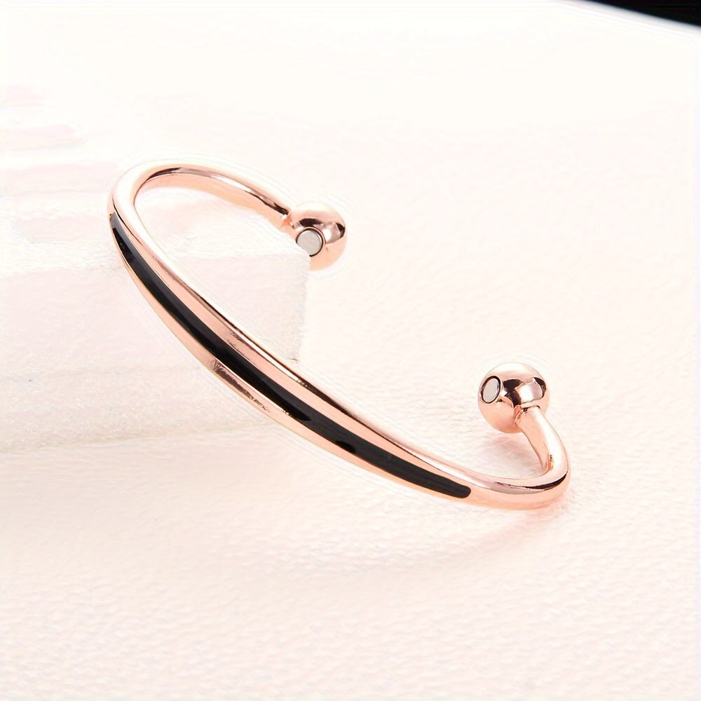 Women's Solid Copper Magnetic Bracelet – Copper Cuff Bangle for Health and Wellness
