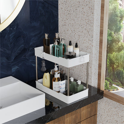 3Pcs Under Bathroom Sink Organizers - Bathroom Counter and Cosmetics Storage Rack, Large, Medium, and Small Sizes, Suitable for Kitchens and Bathrooms