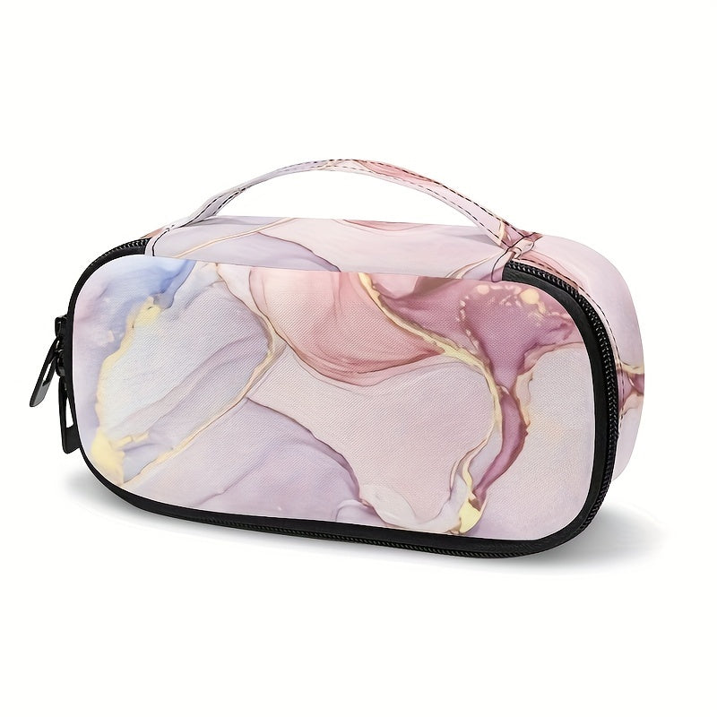 Marble Pattern Insulin Cooler Travel Case – Diabetic Medication Organizer for Blood Glucose Monitors, Pink Marble (Case Only)