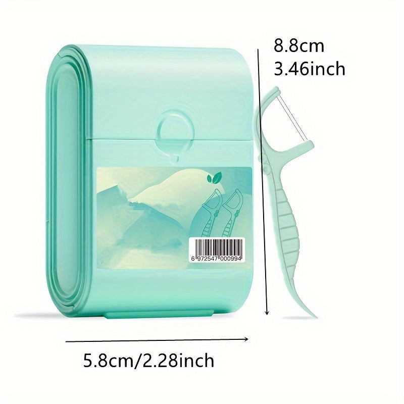 1pc Double Layer Boxed 52pcs Mint Dental Floss Sticks - Disposable, Layered Storage, Portable Dental Floss Box