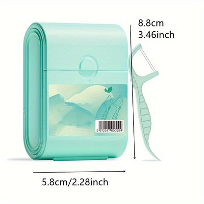 1pc Double Layer Boxed 52pcs Mint Dental Floss Sticks - Disposable, Layered Storage, Portable Dental Floss Box