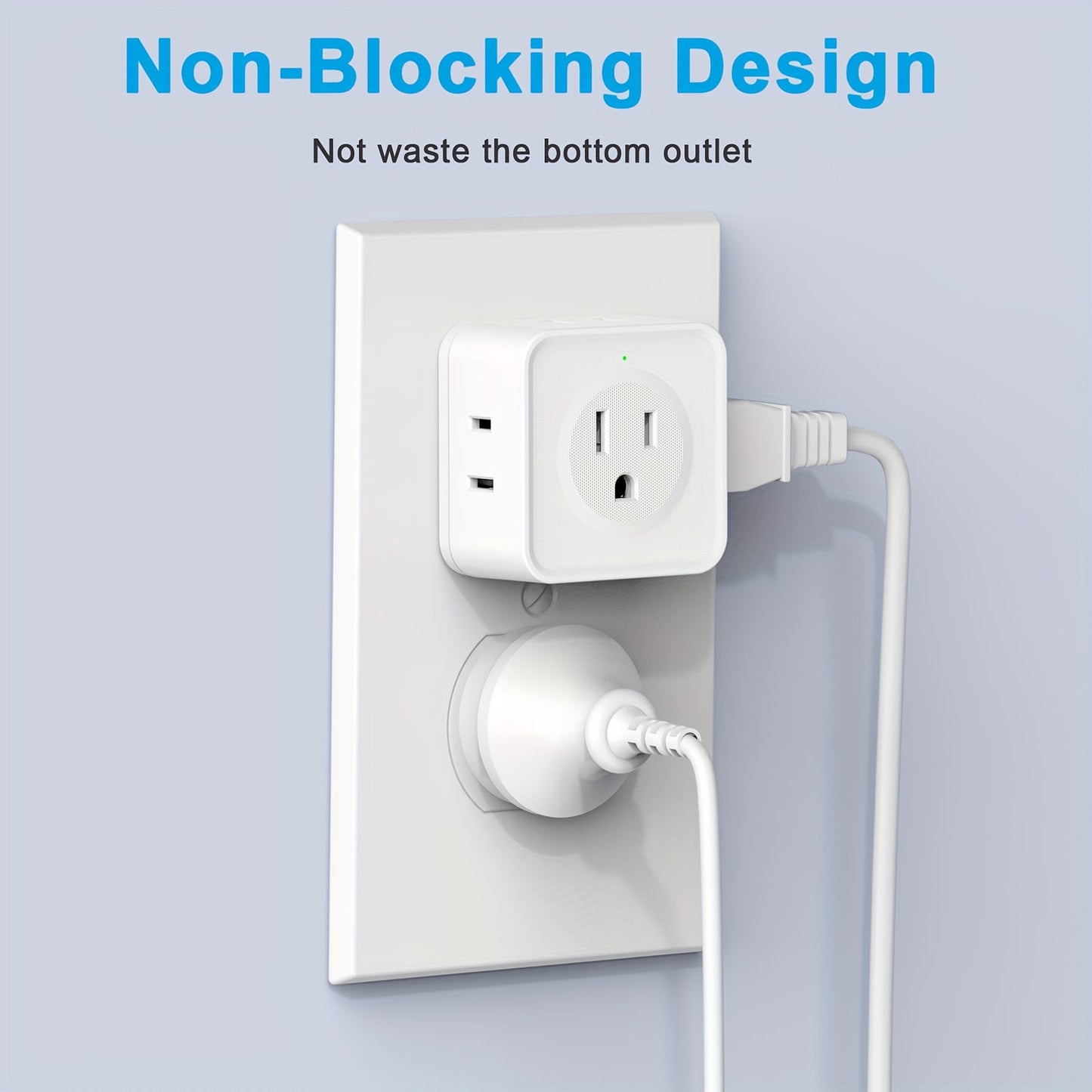 Multi Plug Outlet Splitter – 1pc/2pcs, 5-Outlet Extender Adapter, Side Outlet Splitter Box for Cruise, Travel, Office and Dorm Essentials