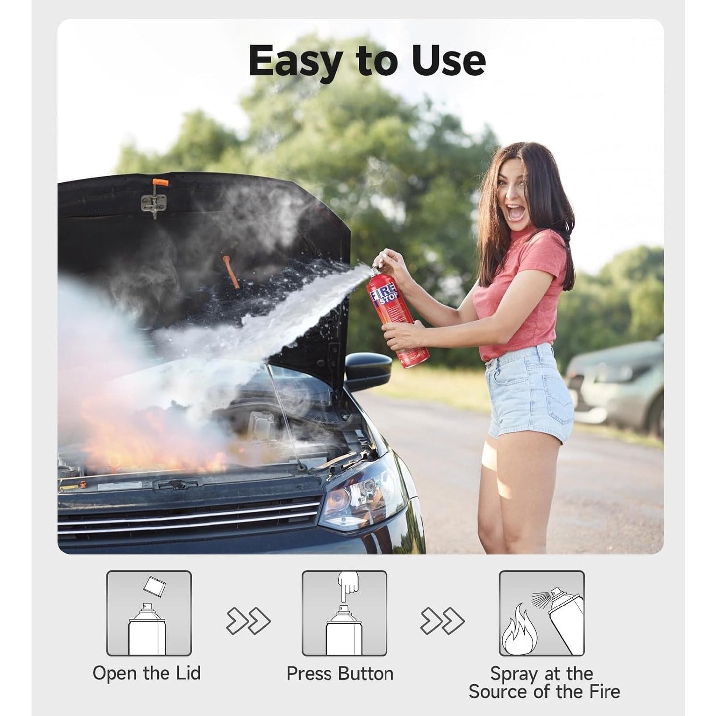 Fire Extinguisher Spray Multi-Pack with Brackets - Portable for Home, Kitchen, Grill, Car - 2, 4, 6-Pack Options - Multi-Class A, B, C, K - Compact 8 in 1 Design