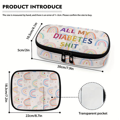 Rainbow Pattern Portable Insulin Insulated Storage Bag - Travel-Friendly Insulin Storage Box for Diabetic Patients