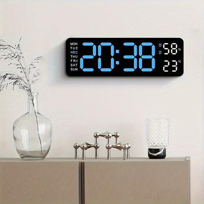 Luminous Large Screen LED Alarm Clock - Week, Temperature, Humidity, Timer Display - Modern Bedroom, Living Room, Office Decor