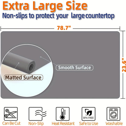 Extra Large Super-Sized Silicone Baking Mat - Heatproof, Easy Clean, Waterproof, Anti-Slip Grip, Durable Table Protector for Pastry, Dining and Desk, Stylish Kitchen Decor
