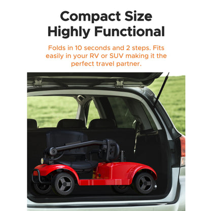 ENGWE Folding 4-Wheel Mobility Scooter - 250W 24V Motor, 15 Miles Range, Detachable Basket, Front Light, 265lbs Max Weight, Ideal for Adults, Halloween and Christmas Gifts