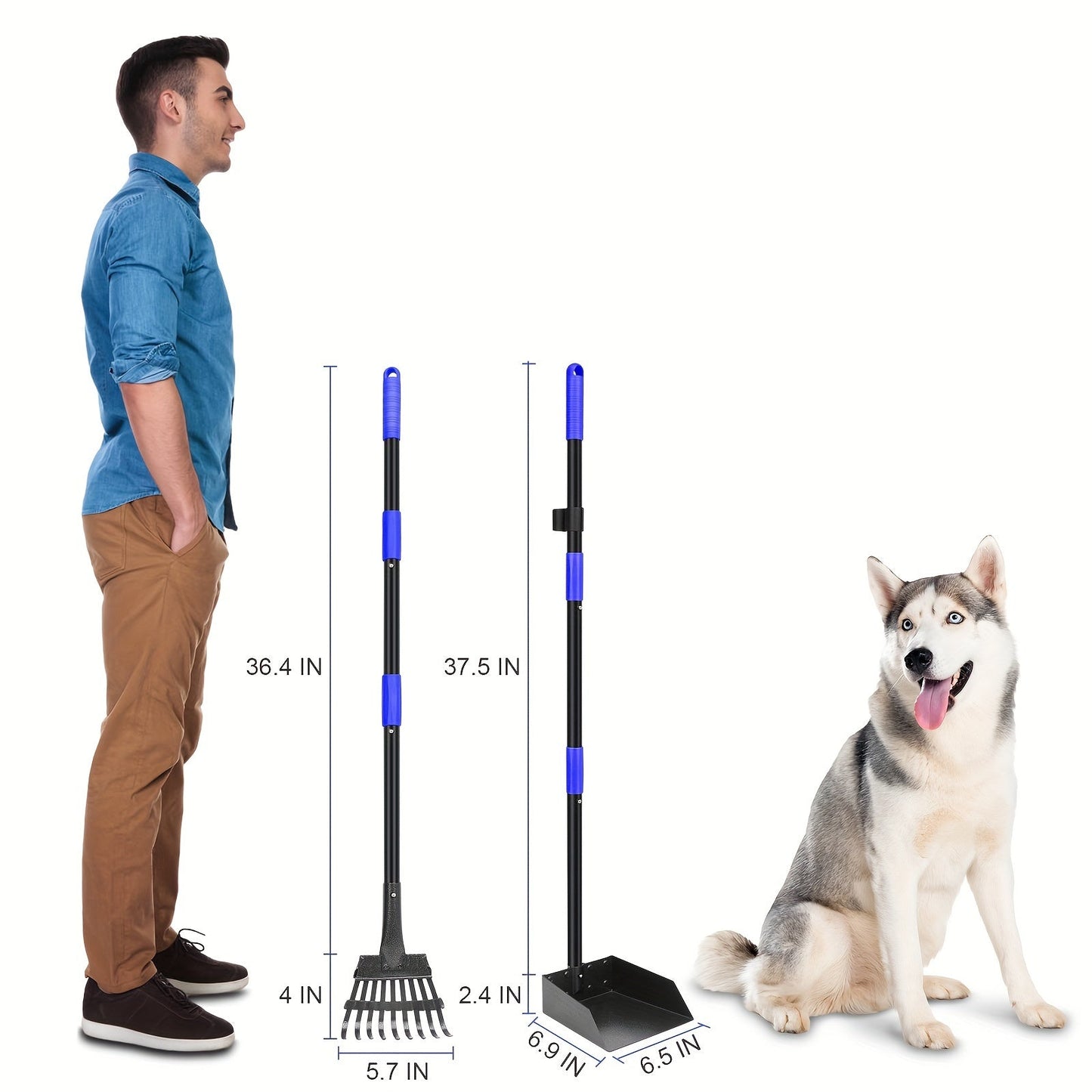 Ultimate Pet Pooper Scooper Set - Adjustable Stainless Steel Long Handle, Durable Tray and Rake - Easy Pick-Ups for Large, Medium, Small Dogs - Convenient, Sanitary, Easy to Clean