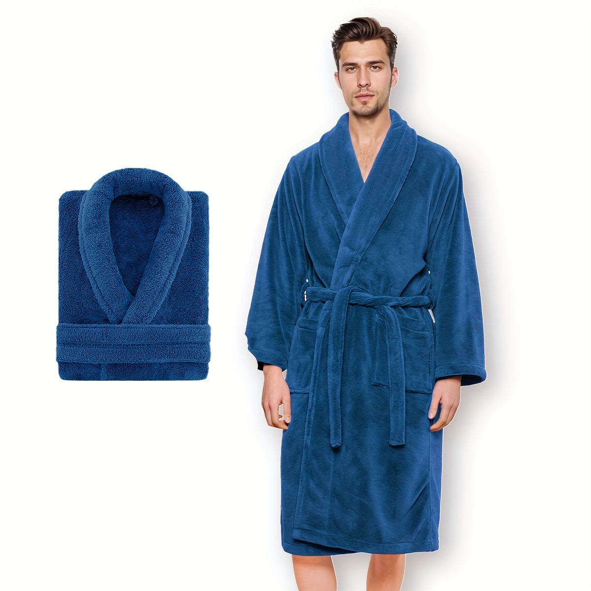 Ultra-Soft Fleece Bathrobe for Men and Women - Cozy, Warm, Machine Washable - Perfect for Bathroom or Bedroom