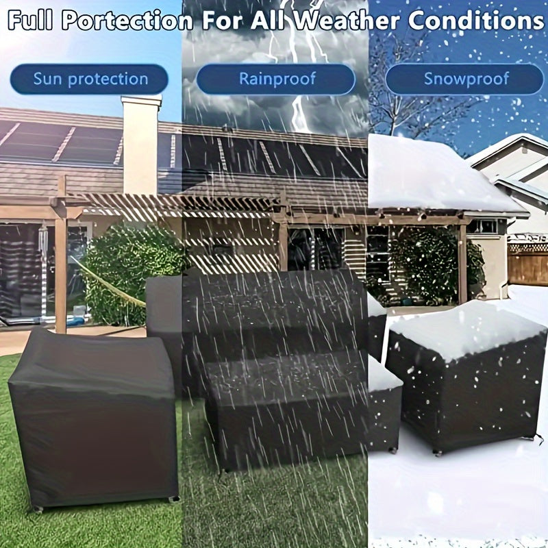 4 Piece Patio Furniture Cover Set – 210D Heavy-Duty Waterproof Covers for Sofa, Chairs & Coffee Table, Windproof with Adjustable Drawstring, Ideal for Living Room, Courtyard & Balcony