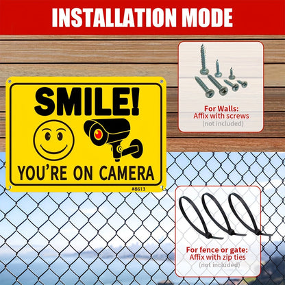 2 Pack Outdoor Security Camera Signs - UV-Resistant Aluminum, 10x7 Inches, Ideal for Home and Business Driveway Alert, CCTV Warning