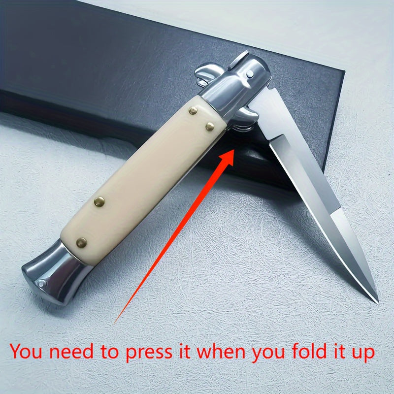 Compact Resin Handle Quick-Open Folding Knife – Ambidextrous Lightweight Stainless Steel Tool with V Grind Spear Point Blade, Mini Pocket AKC for Outdoor Adventures