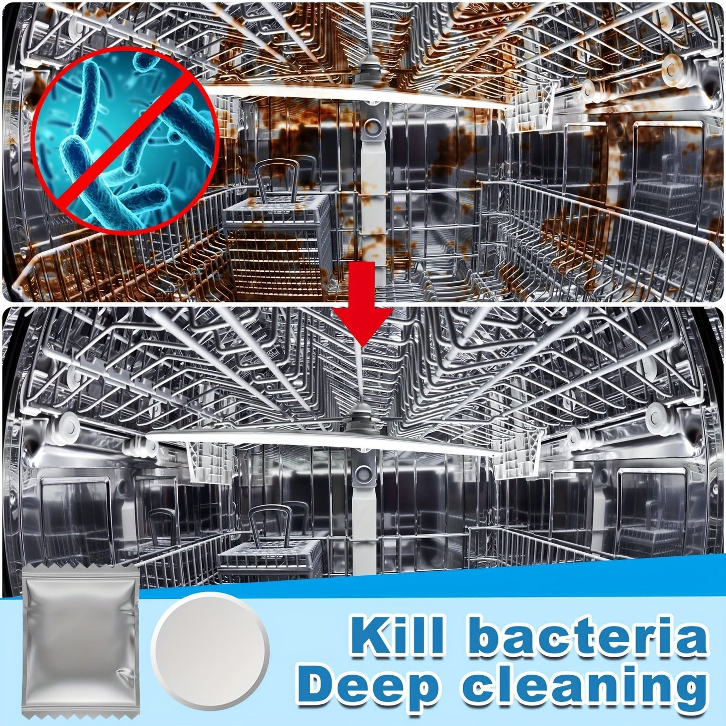 40pcs Heavy-Duty Dishwasher Cleaner Tablets – Powerful Oil Removal, Decontamination, Descaling for Shop, Restaurant, and Kitchen Use