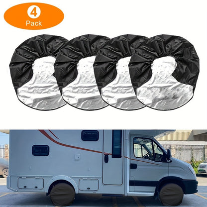 4pcs Black Tire Cover – Waterproof Wheel Protector for Truck, SUV, Trailer, Camper