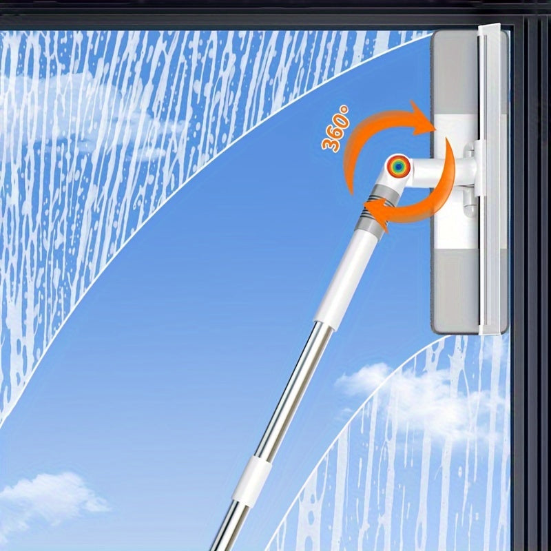 2 in 1 Extendable Window Squeegee and Scrubber - Long Handle for Wet and Dry Use on Glass, Car Windows, Floors, and Furniture, Ideal for Halloween and Christmas Gifts