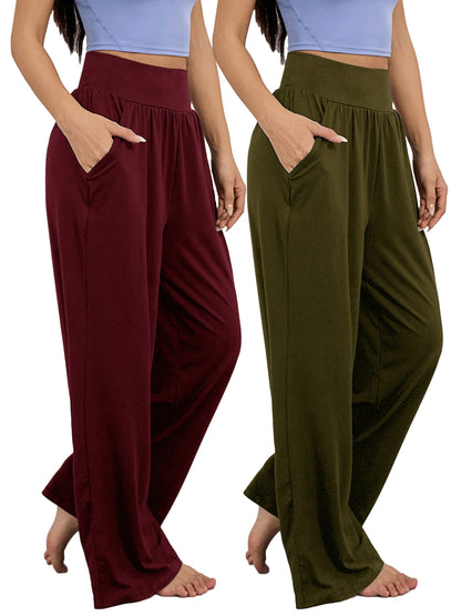 2PCS Wide Leg Loose Fit Casual Pants - Women's Activewear - Versatile Sports Jogger Pants with Pocket for Comfortable Workout and Daily Wear