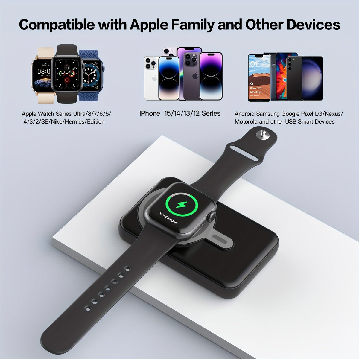 3 in 1 Magnetic Wireless Charger – 22.5W Fast Charging, 10000mAh Capacity, Lightweight for iPhone 12/13/14/15, AirPods, Apple Watch