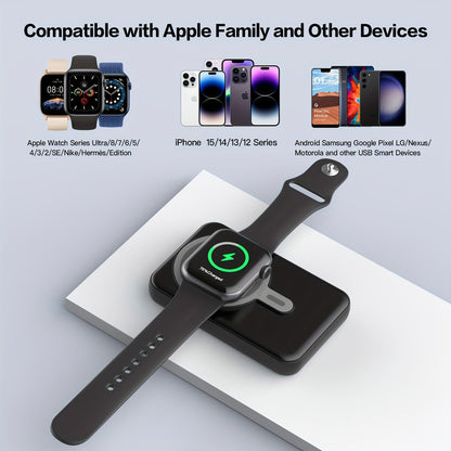 3 in 1 Magnetic Wireless Charger – 22.5W Fast Charging, 10000mAh Capacity, Lightweight for iPhone 12/13/14/15, AirPods, Apple Watch