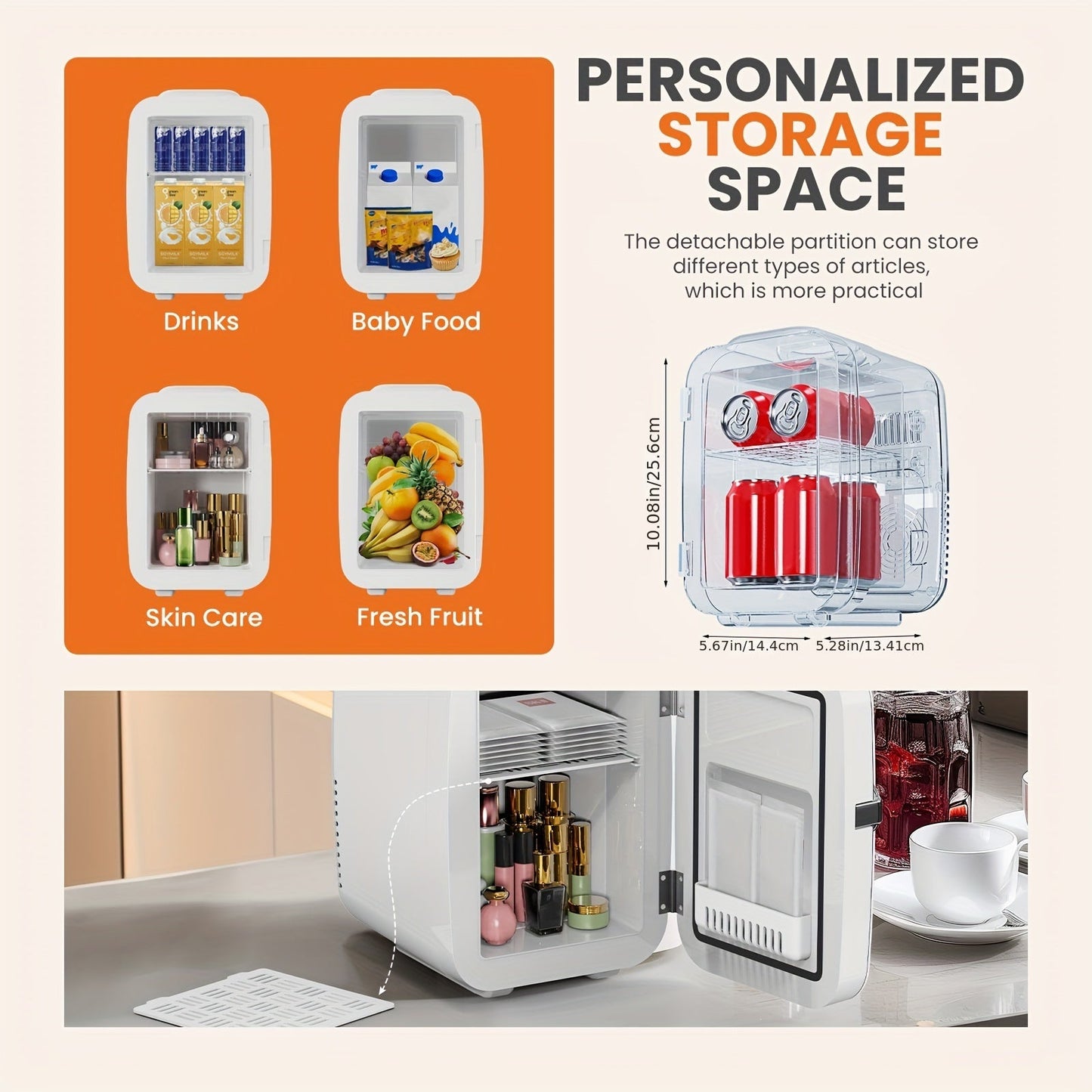4 Liter Portable Mini Fridge – Spacious & Rugged Cooler for Skincare, Beverages, Food, Cosmetics, Ideal for Home, Office, Car, Outdoor Use