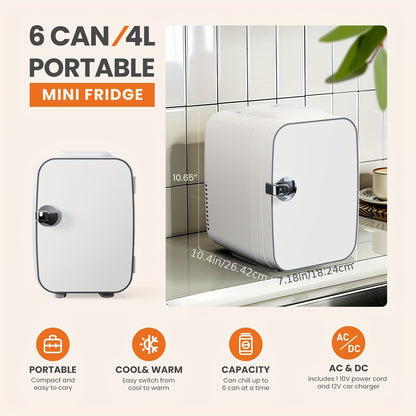 4 Liter Portable Mini Fridge – Spacious & Rugged Cooler for Skincare, Beverages, Food, Cosmetics, Ideal for Home, Office, Car, Outdoor Use