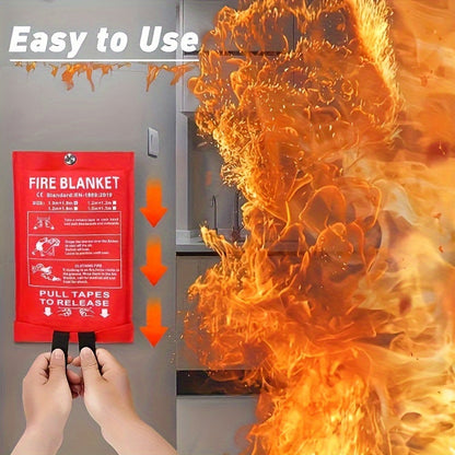4 Piece Premium Fiberglass Fire Blankets - Heat-Resistant, Compact and Reusable for Kitchen, Home, School, Office, Camping, and Car Emergencies