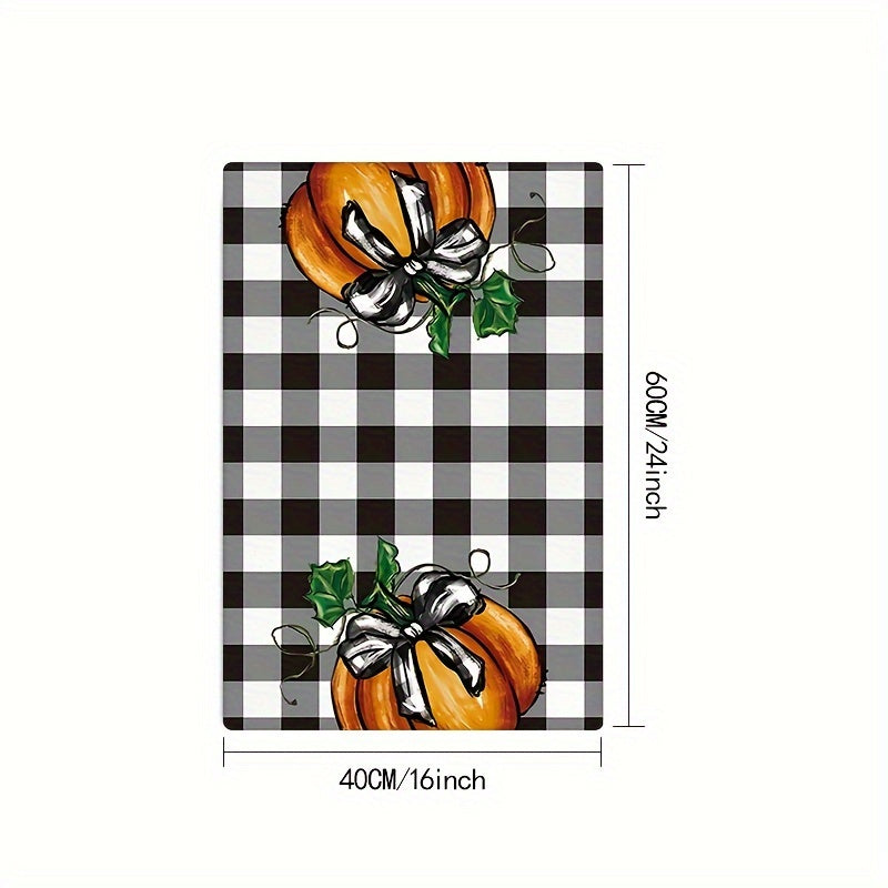 2PCS Vintage Pumpkin Kitchen Towels - Plaid Polyester Dish Cloths for Thanksgiving and Halloween, Machine Washable