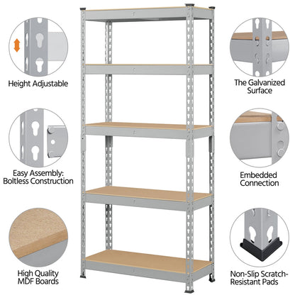 Costoffs 5-Tier Boltless Utility Shelves – 60in Multi-Tier Storage Rack for Warehouse, Store, and Home Organization