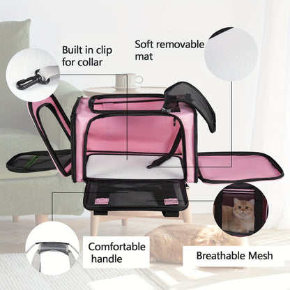 Under 15lb Collapsible Pet Carrier - Airline / TSA Approved, Soft Sided, Ventilated, Easy to Clean, Portable for Small Dogs, Kittens, and Cats - Ideal for Road Trips, Flights, and Outdoor Adventures