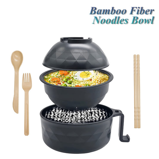Ramen Bowl Set with Chopsticks – Microwave Safe Instant Noodles Cooker, Dishwasher Safe, College Dorm Essentials, Student Bento Box