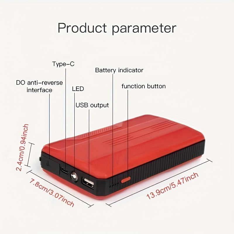 Multi-Functional Portable Emergency Car Starter - Features Battery Ignition, Lighting, and Jump-Starting for Reliable Vehicle Rescue