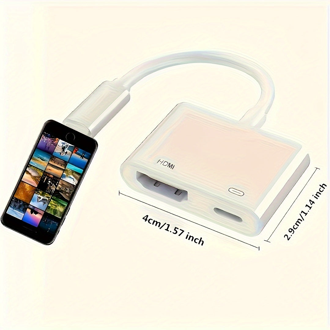 Multi-Functional Adapter for iPhone to HDTV – 1080P Screen Converter with Charging Port, Compatible with iOS Devices, Projectors, Monitors, Digital AV Adapter