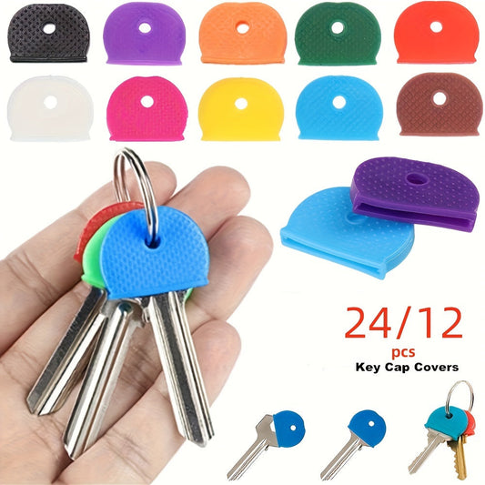 24pcs Silicone Key Cap Covers Set – Colorful, Durable, Easy-to-Identify for Organizing Door Keys