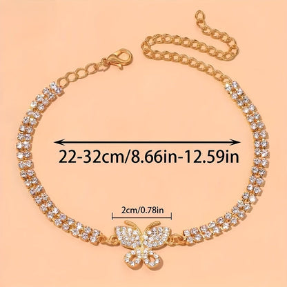 Sparkling Butterfly Tennis Anklets - Perfect Jewelry Footwear for Summer Beach Weddings & Parties