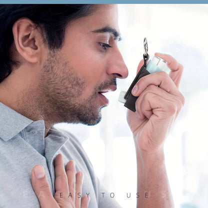 Asthma Inhaler Holder - Lightweight Portable PU Leather Case for Adults and Kids, Black ( Inhaler Not Included )