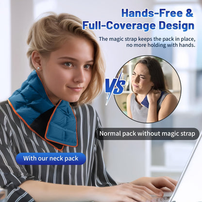 Reusable Neck Ice Pack - Hot and Cold Gel Wrap for Pain Relief, Surgery Recovery, Sports Injury, Swelling, and Bruises