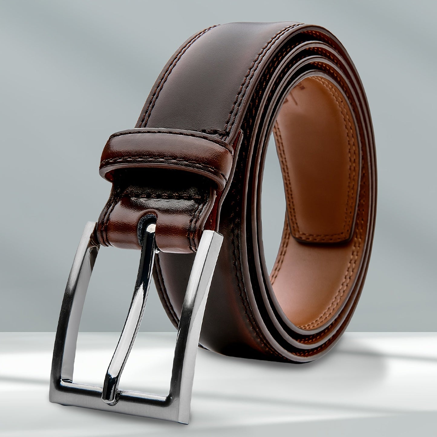 Men's Genuine Leather Cowhide Belt – Fashionable & Classic Casual Belt with Single Prong Buckle for Jeans, Work & Business, Perfect Gift for Dad & Husband