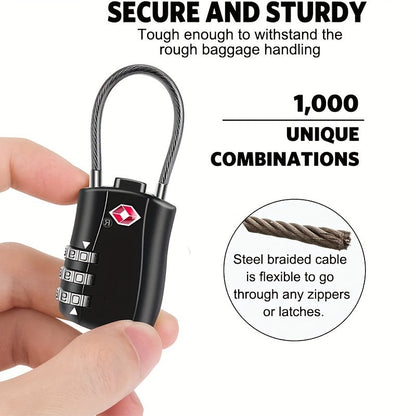 2 Pack TSA-Approved Travel Locks - Sturdy Alloy Combination Padlocks for Luggage, Suitcases, Lockers and Bikes