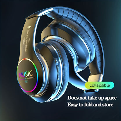 Upgraded Wireless Headphones with Deep Bass - Foldable, Built-in Mic, 3.5mm Audio Compatible, Stereo Sound for Travel, Work, Gaming - Ideal Christmas Gift for Laptop and Cellphone Users